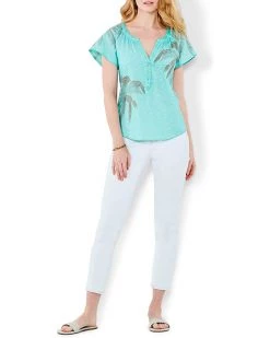 NIC+ZOE Shirts & Tops Placed Palm Flutter Sleeve Henley