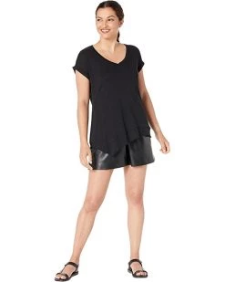 NIC+ZOE Shirts & Tops Short Sleeve V-Neck Asymmetrical Tee -NIC+ZOE outlet store 61k2BTZjglL. AC SR736920