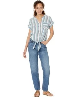 NIC+ZOE Shirts & Tops Horizon Stripe Tie Front Top -NIC+ZOE outlet store 71KpWKtk 3L. AC SR736920