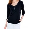 NIC+ZOE Shirts & Tops 3/4 Sleeve Snap V Tee -NIC+ZOE outlet store 71lqD5H26IL. AC SR736920