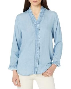 Shirts & Tops NIC+ZOE Women's Ruffled Up Denim Shirt
