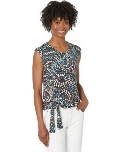 NIC+ZOE Shirts & Tops Petite Mosaic Dots Top