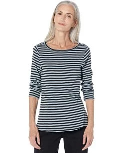 NIC+ZOE Shirts & Tops Striped Bracelet Sleeve Boat Tee
