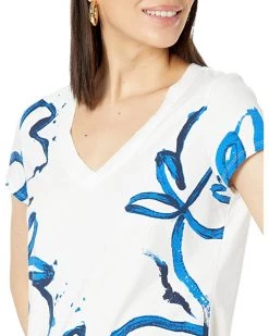 NIC+ZOE Shirts & Tops Floral Short Sleeve Rib Trim V Tee -NIC+ZOE outlet store 81OQk5yDnZL. AC SR736920