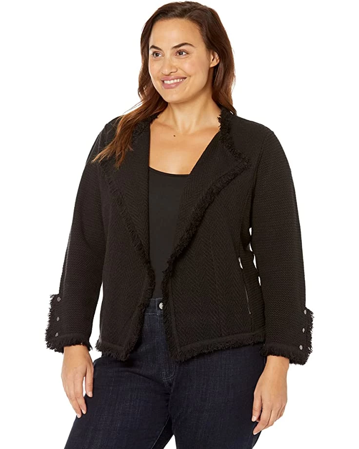 NIC+ZOE Coats & Outerwear Plus Size Fringe Mix Jacket 3 NIC+ZOE Coats & Outerwear Plus Size Fringe Mix Jacket