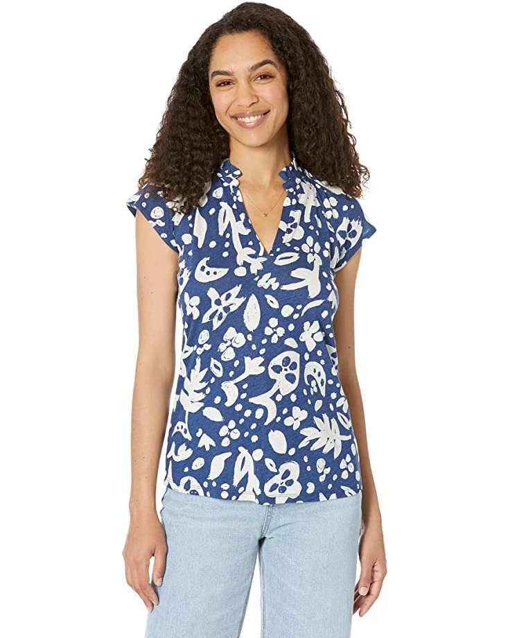 NIC+ZOE Shirts & Tops Moonlit Stamp Short Sleeve Ruffle V Tee 3 NIC+ZOE Shirts & Tops Moonlit Stamp Short Sleeve Ruffle V Tee