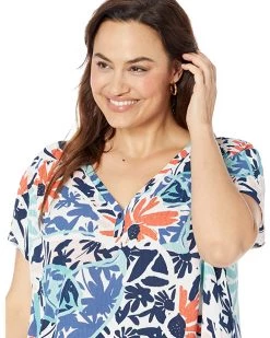 NIC+ZOE Shirts & Tops Plus Size Tropical Patchwork Top -NIC+ZOE outlet store 81gPVAGw5aL. AC SR736920