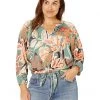 NIC+ZOE Shirts & Tops Plus Size Artful Floral Live in Tie Top -NIC+ZOE outlet store 81hqlgjCf7L. AC SR736920