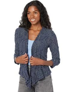 NIC+ZOE Sweaters Petite Mixed Lines Four-Way Cardigan