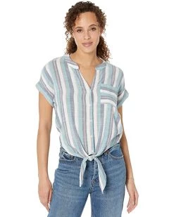 NIC+ZOE Shirts & Tops Horizon Stripe Tie Front Top