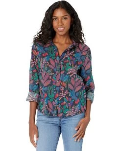 NIC+ZOE Shirts & Tops Petite Vibrant Garden Crinkle Shirt